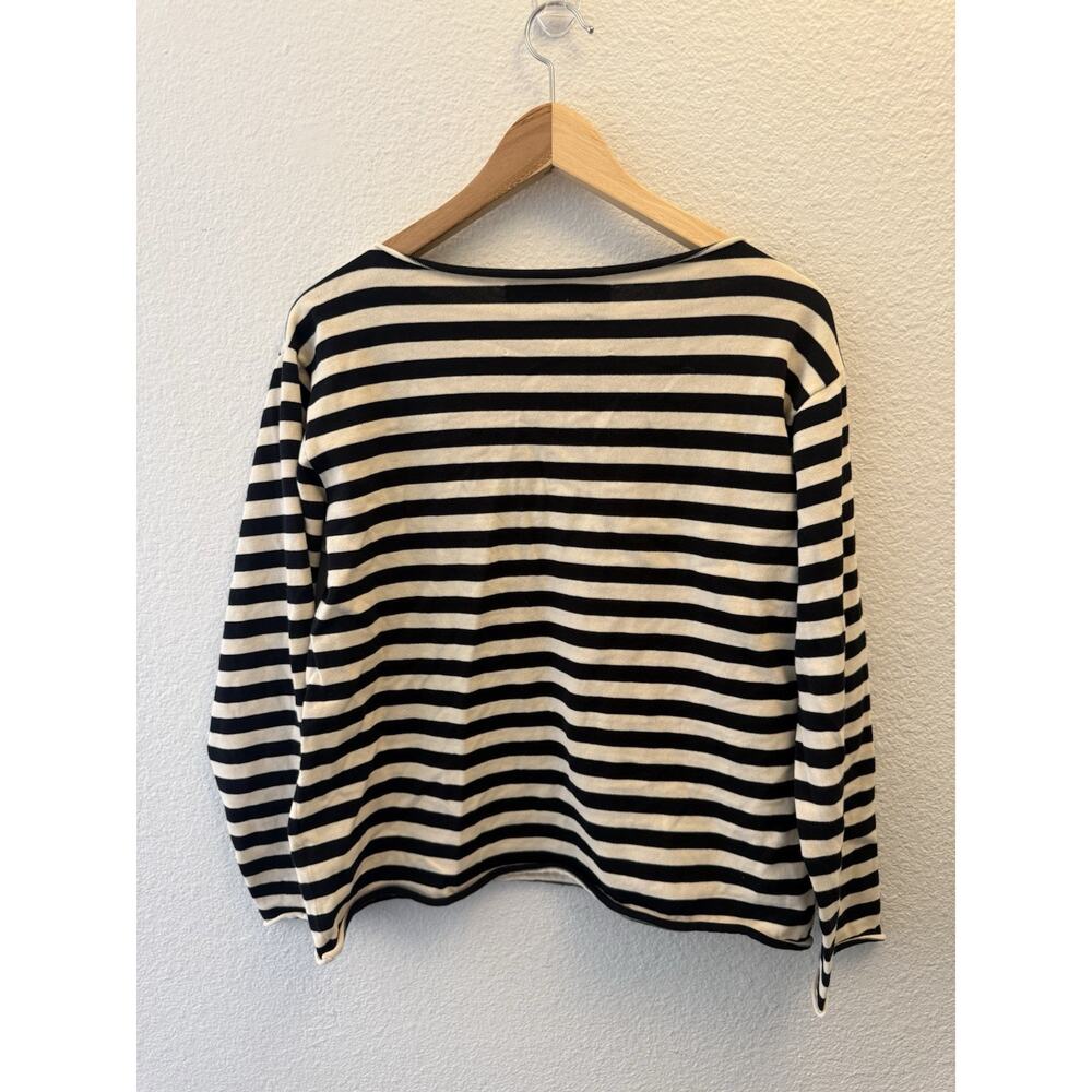 THE GREAT SAILOR SWEATER TOP BLACK CREAM STRIPE OVERSIZED SIZE 1/Small $225 - Picture 7 of 10